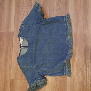 🔥🔥🔥SALE🔥🔥🔥Michael Kors Denim Fringed Cropped Top